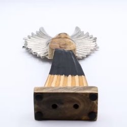 Skytsengel i mangotr� med metalvinger og emaljedetaljer � 40 cm