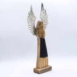Skytsengel i mangotr� med metalvinger og emaljedetaljer � 40 cm