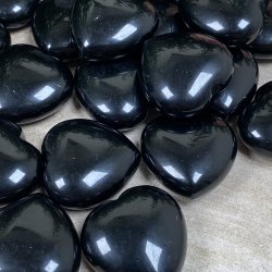 Sort obsidian hjerter 30mm