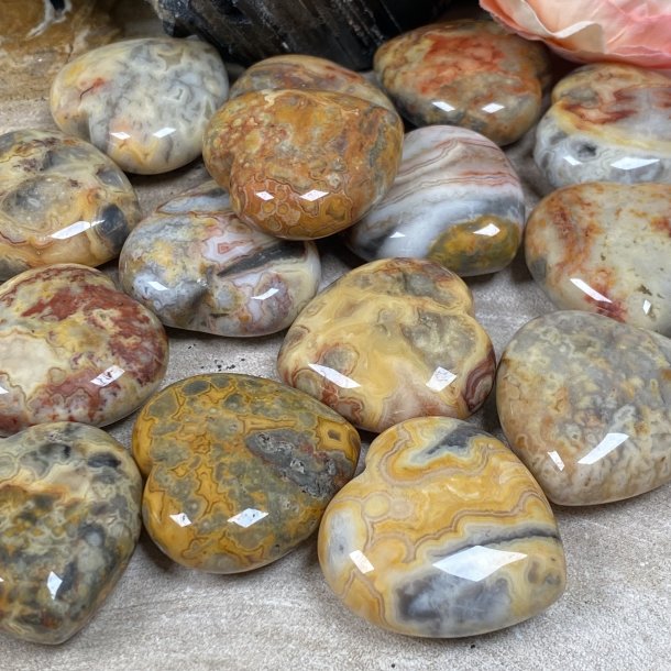 Crazy lace agat hjerter 30mm