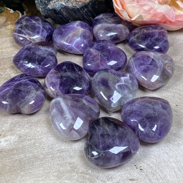 Ametyst hjerter 30mm