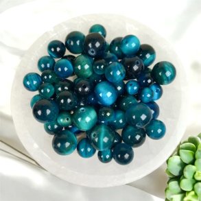 Tigerje perler bl indfarvet