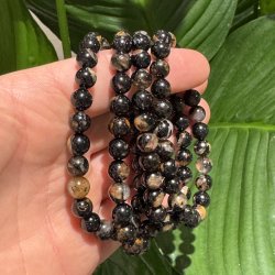 Sort turmalin armb�nd m. golden healer 8mm