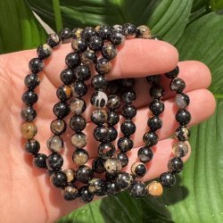 Sort turmalin armb�nd m. golden healer 8mm