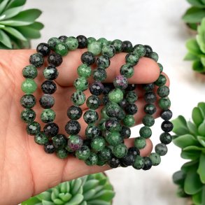 Rubin i zoizit armbnd 8mm facetslebet