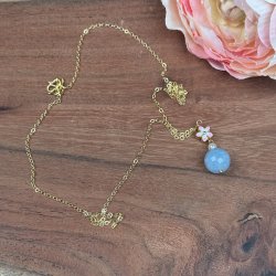 Aquamarin halskde med blomst