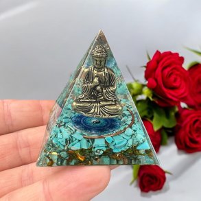 Orgone pyramide med  tyrkenit og buddha