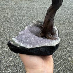 Bonsai tr� af ametyst og sort turmalin