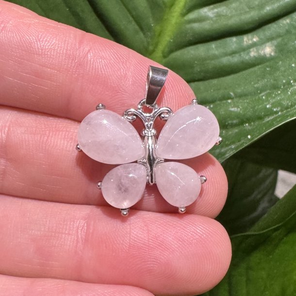 Rosenkvarts sommerfugl vedh�ng