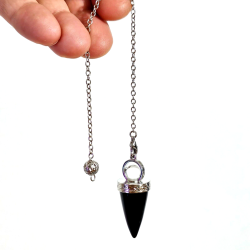 Kegleformet sort obsidian pendul med kugle
