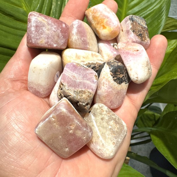 Pink aragonit lommesten xl