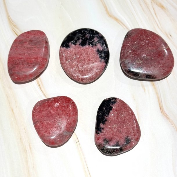 Rhodonit flad lommesten