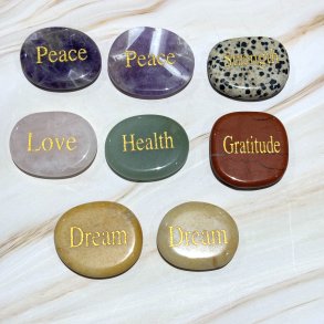 Flade lommesten m. tekst