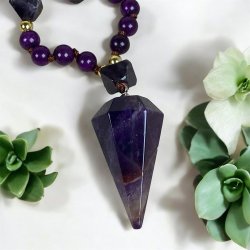 Ametyst og purple mica halskder