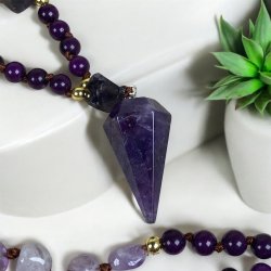 Ametyst og purple mica halskder