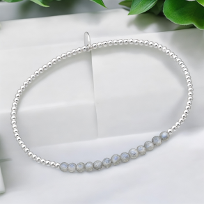 925 Sterling slv armbnd, med labradoritperler