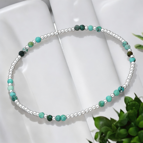 925 Sterling slv armbnd, med turkisperler