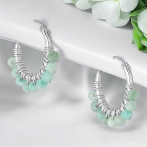 925 Sterling slv rering med amazonit perler