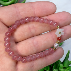 Jordbrkvarts armbnd m.blomst