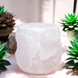 Krystal salt fyrfadsstage hvid