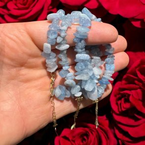 Aquamarin armbnd m. hjerte vedhng