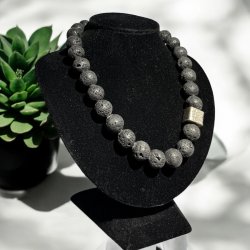 Lava halskde med med slvperle