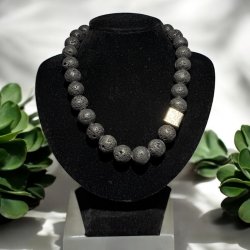 Lava halskde med med slvperle