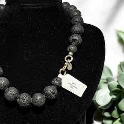 Lava halskde med med slvperle