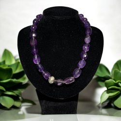 Ametyst halskde med slv kugle