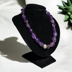 Ametyst halskde med slv kugle