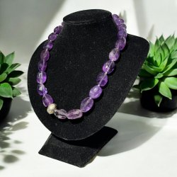 Ametyst halskde med slv kugle