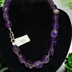 Ametyst halskde med slv kugle