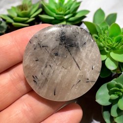 Turmalin kvarts flad lommesten