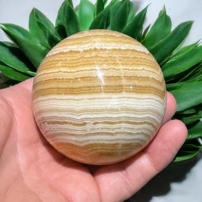 Orange stribet calcit kugle 69mm