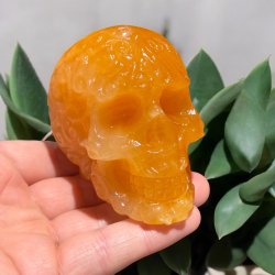 Orange calcit skull