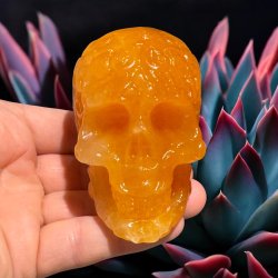 Orange calcit skull