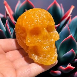 Orange calcit skull