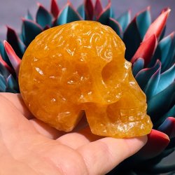 Orange calcit skull