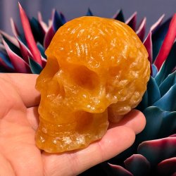 Orange calcit skull