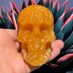 Orange calcit skull