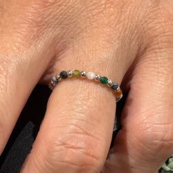 925 Sterling slv ring, med forskellige krystalkugler