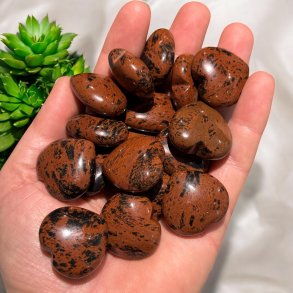 Mahogni obsidian hjerter 30mm