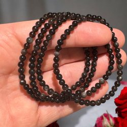 S�lv obsidian armb�nd 4mm