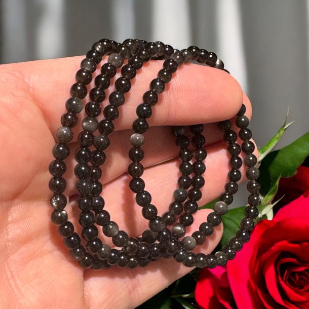 S�lv obsidian armb�nd 4mm