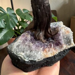 Bonsai tr� af ametyst og sort turmalin