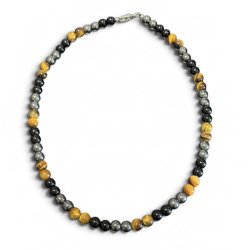 Herre halsk�de H�matit/tiger�je/sort obsidian 8mm