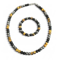 Herre armb�nd H�matit/tiger�je/sort obsidian 8mm