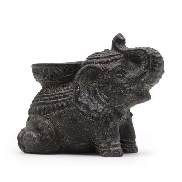Elefant r�gelsesholder og lysestage � sort antik