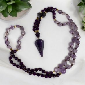 Ametyst og purple mica halskder