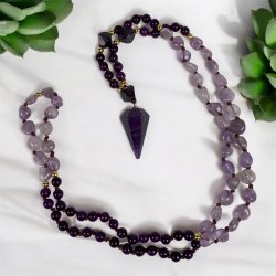 Ametyst og purple mica halskder